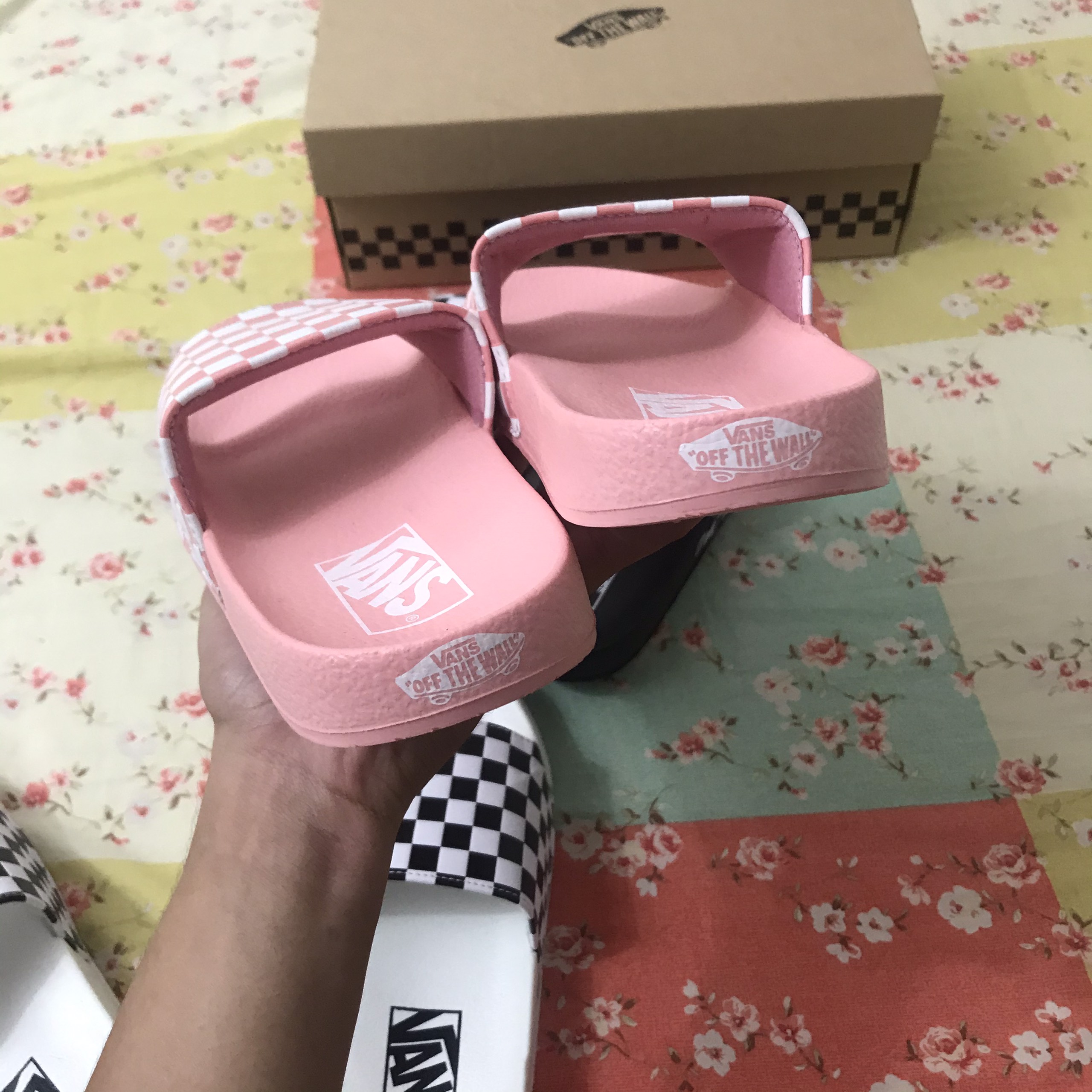 [HCM]Dép vans caro quai ngang [siêu nhẹ và êm] full box