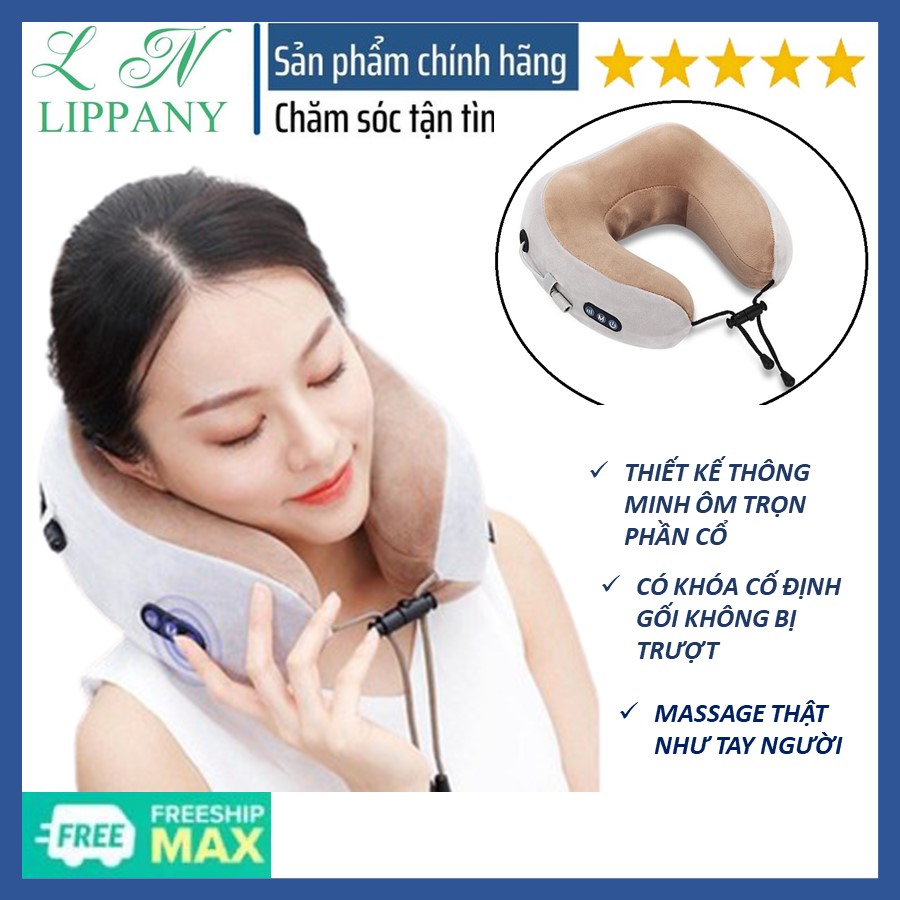 Gối massage cổ chữ U cao cấp, Gối mát xa đa năng, Máy mát xa cổ vai gáy hiệu quả kiêm gối ngủ tiện lợi, Thiết Bị Massage Sạc USB, Máy mát xa 3D đa năng hiện đại