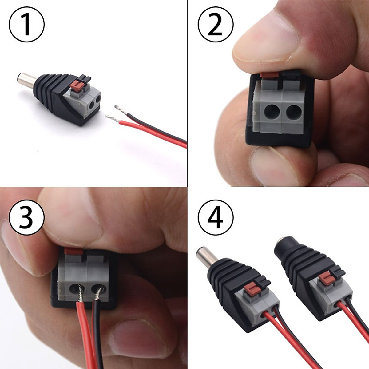 Jack Nguồn DC 5.5x2.1mm Đấu Dây Chốt Cài (Header kẹp)