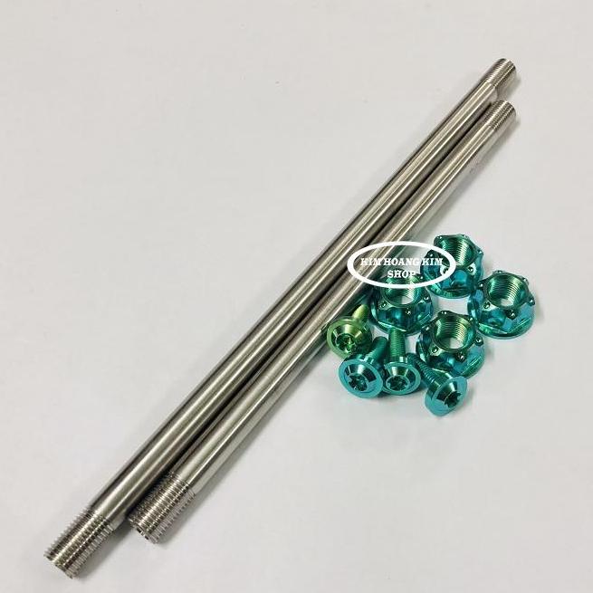 Cặp Cốt INOX 304 Full ốc Titan GR5 Gắn EXCITER 150 (màu Xanh Tím và Xanh Lục Bảo)