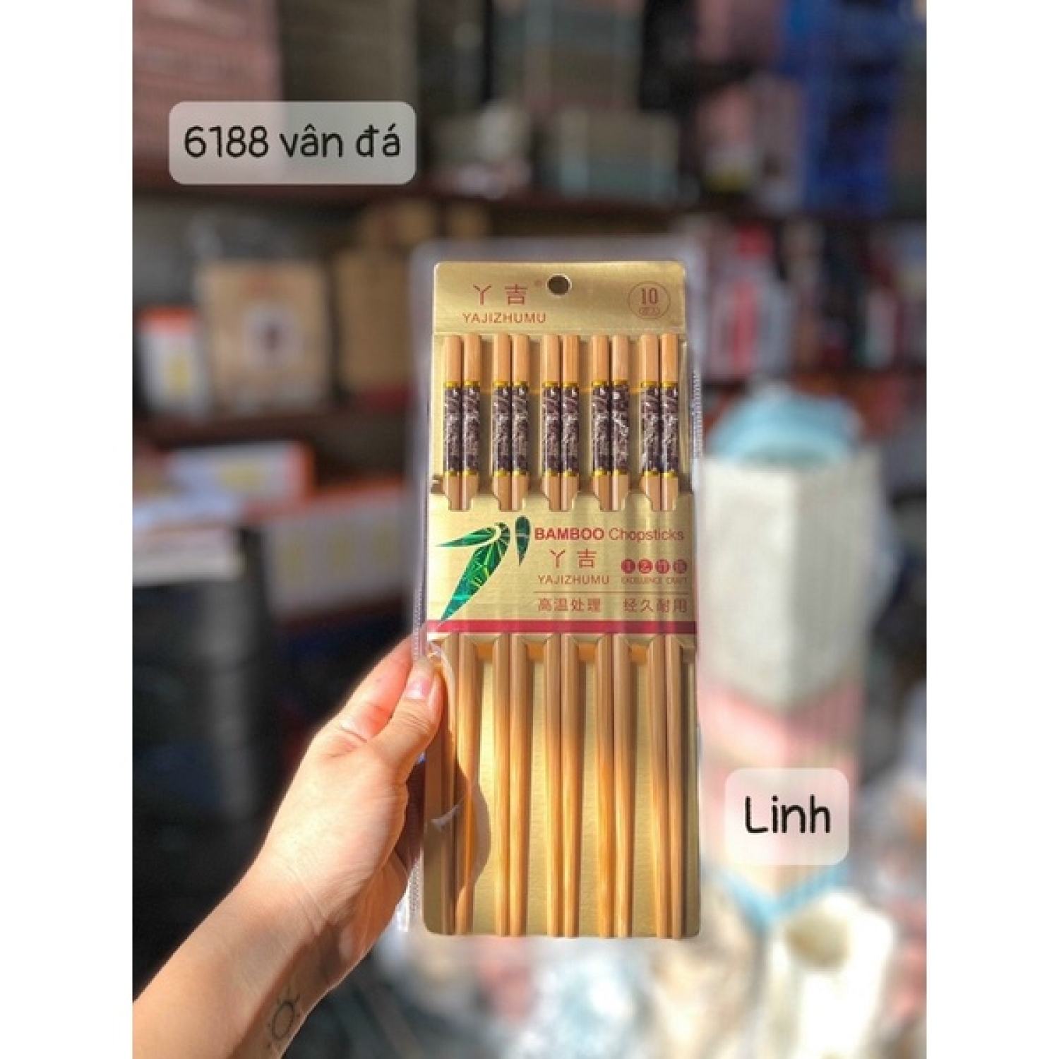 Hộp 10 đôi đũa tre vân đá hàng xuất nhật