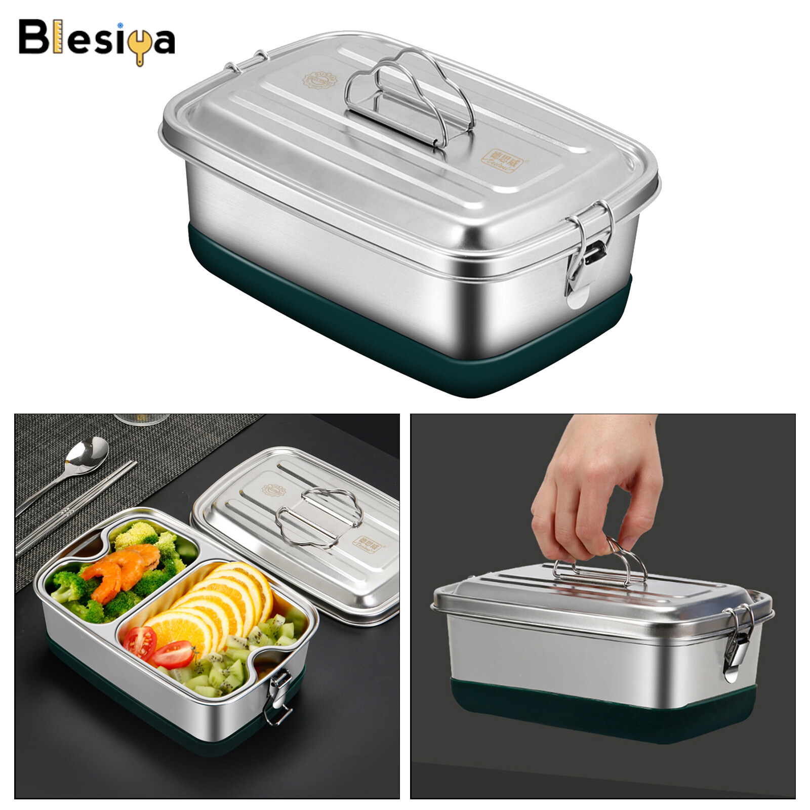 Blesiya 304 Stainless Steel Bento Box Lunch Box Food Container