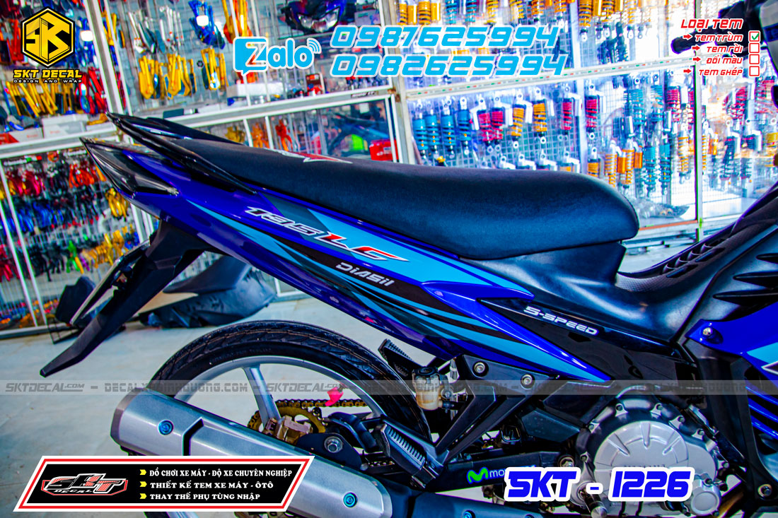 tem trùm exciter 135 xanh đen lc