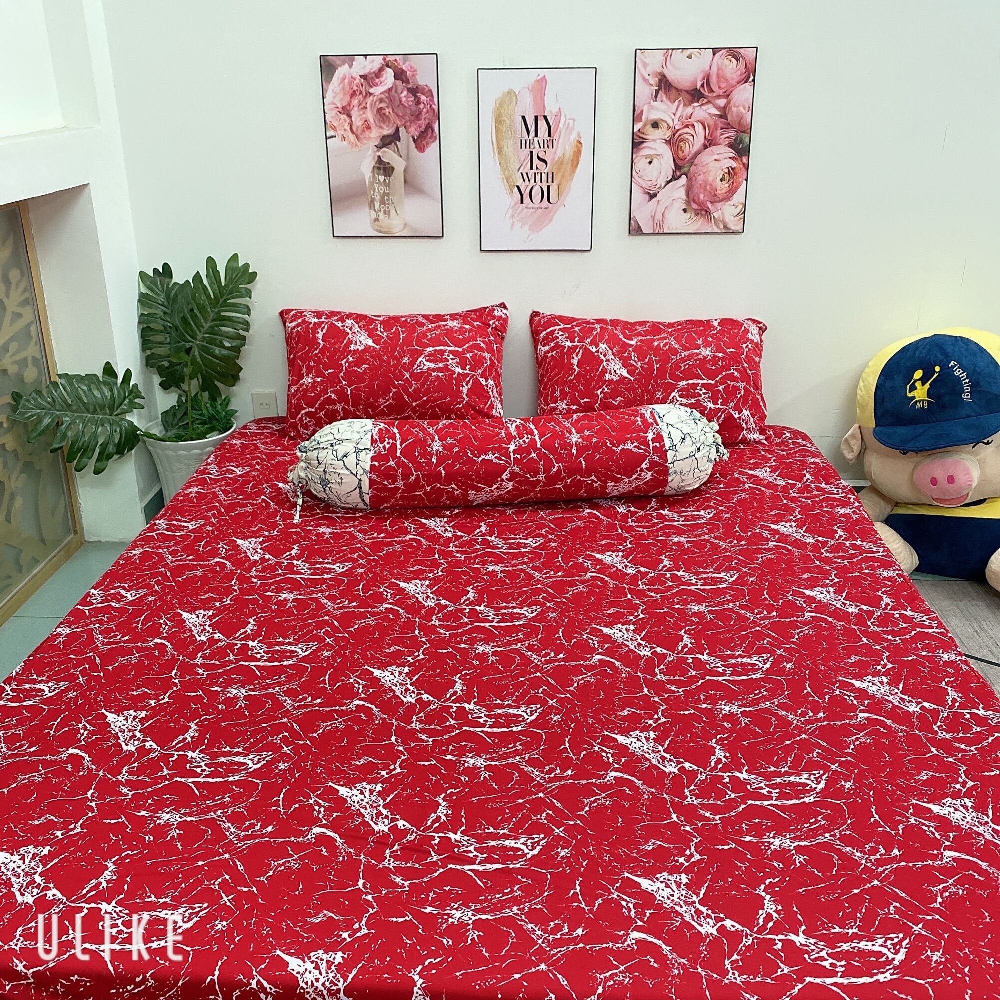 Bộ drap thun Hàn Quốc (4 món) mẫu vân đá