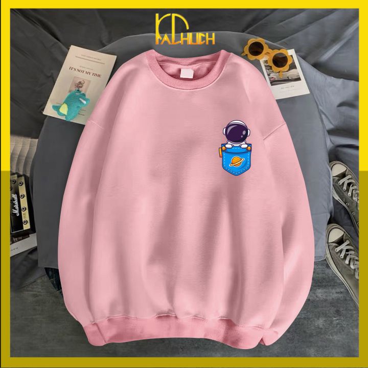 [Hoàn Tiền 15%] Áo sweater in logo phi hành gia bên ngực, vải nỉ