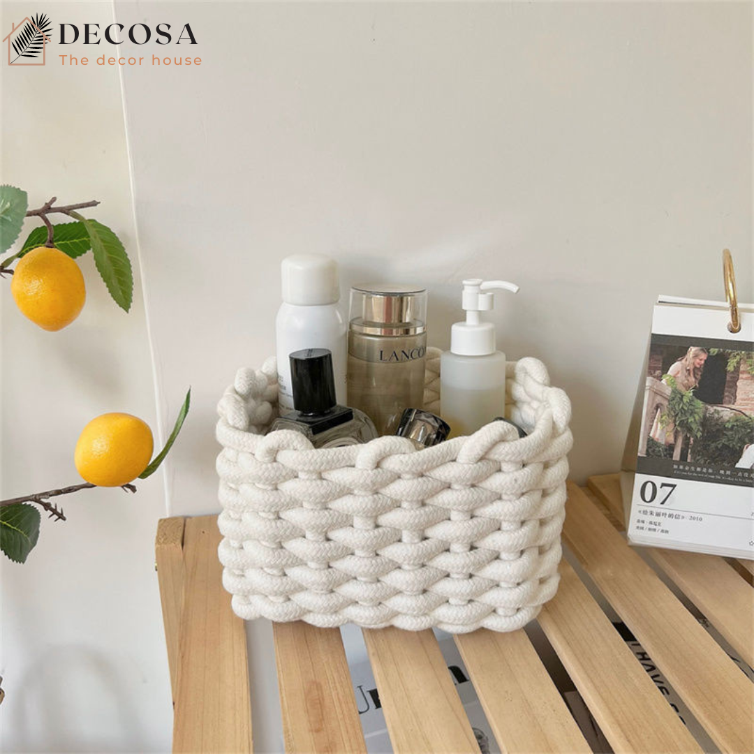 Giỏ đựng đồ đan sợi cotton trang trí nhà cửa