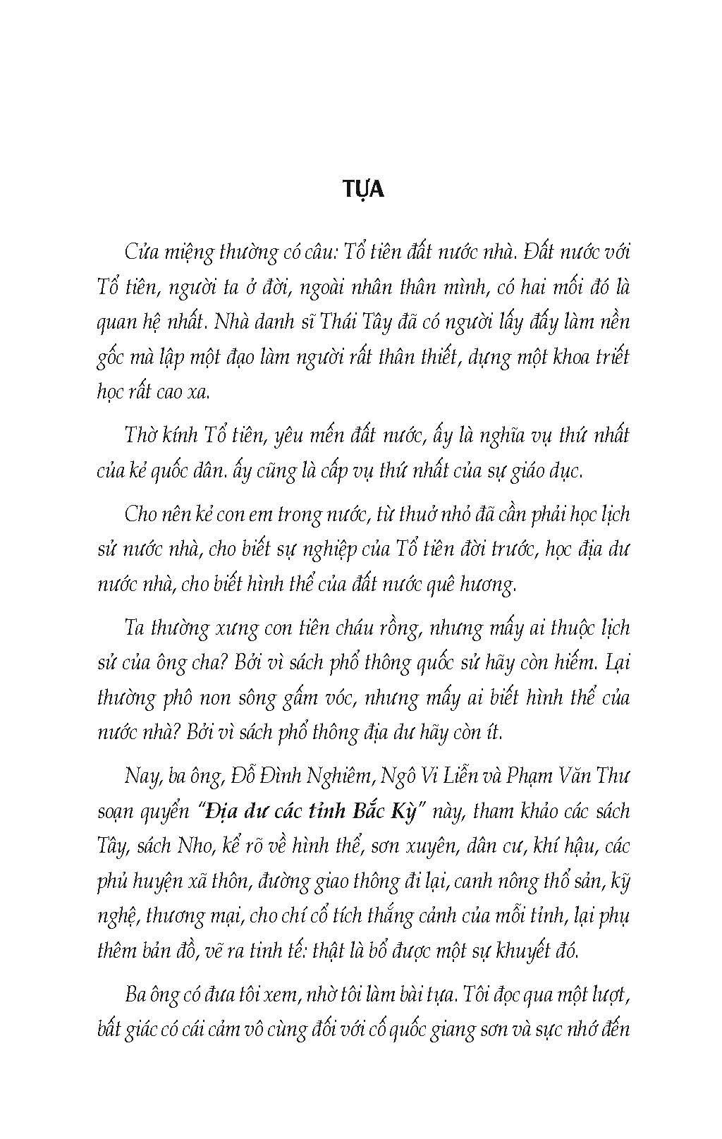 Địa Dư Các Tỉnh Bắc Kỳ