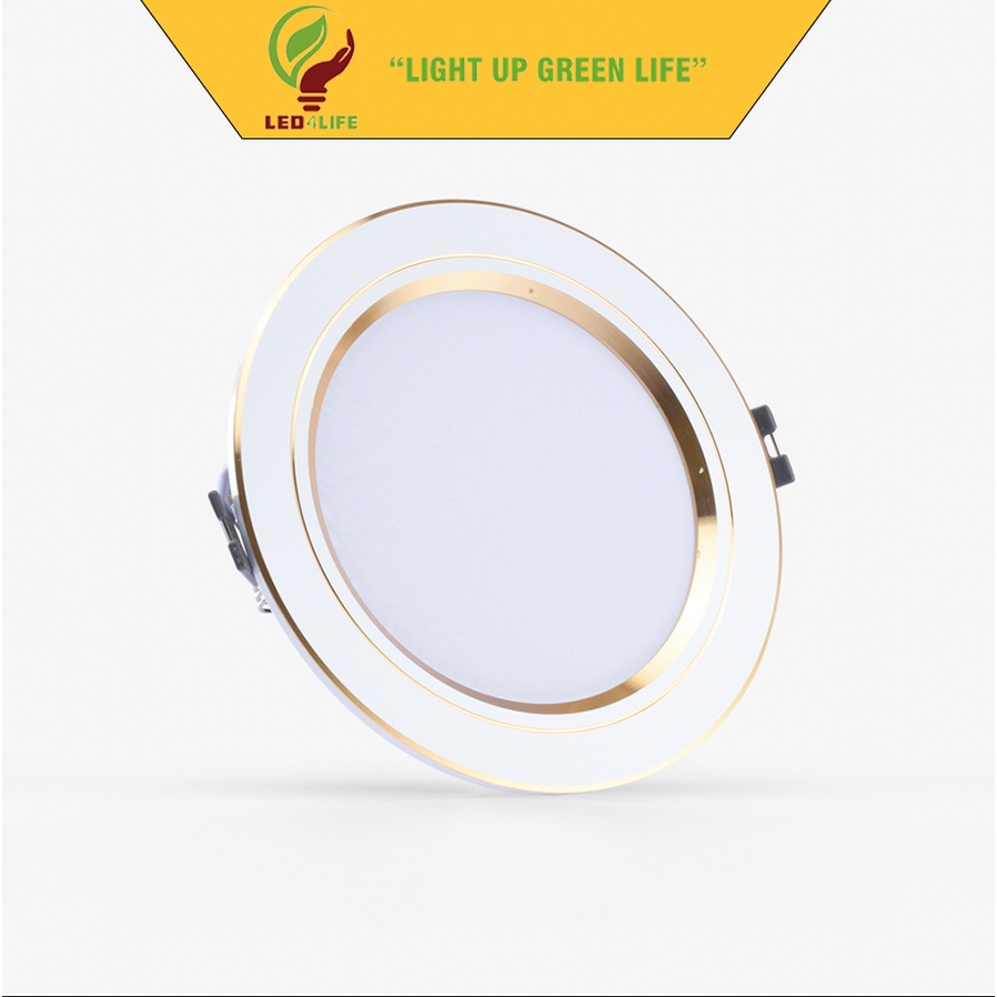 Đèn LED Downlight âm trần Rạng Đông AT10 đổi màu (Viền Vàng-bạc)