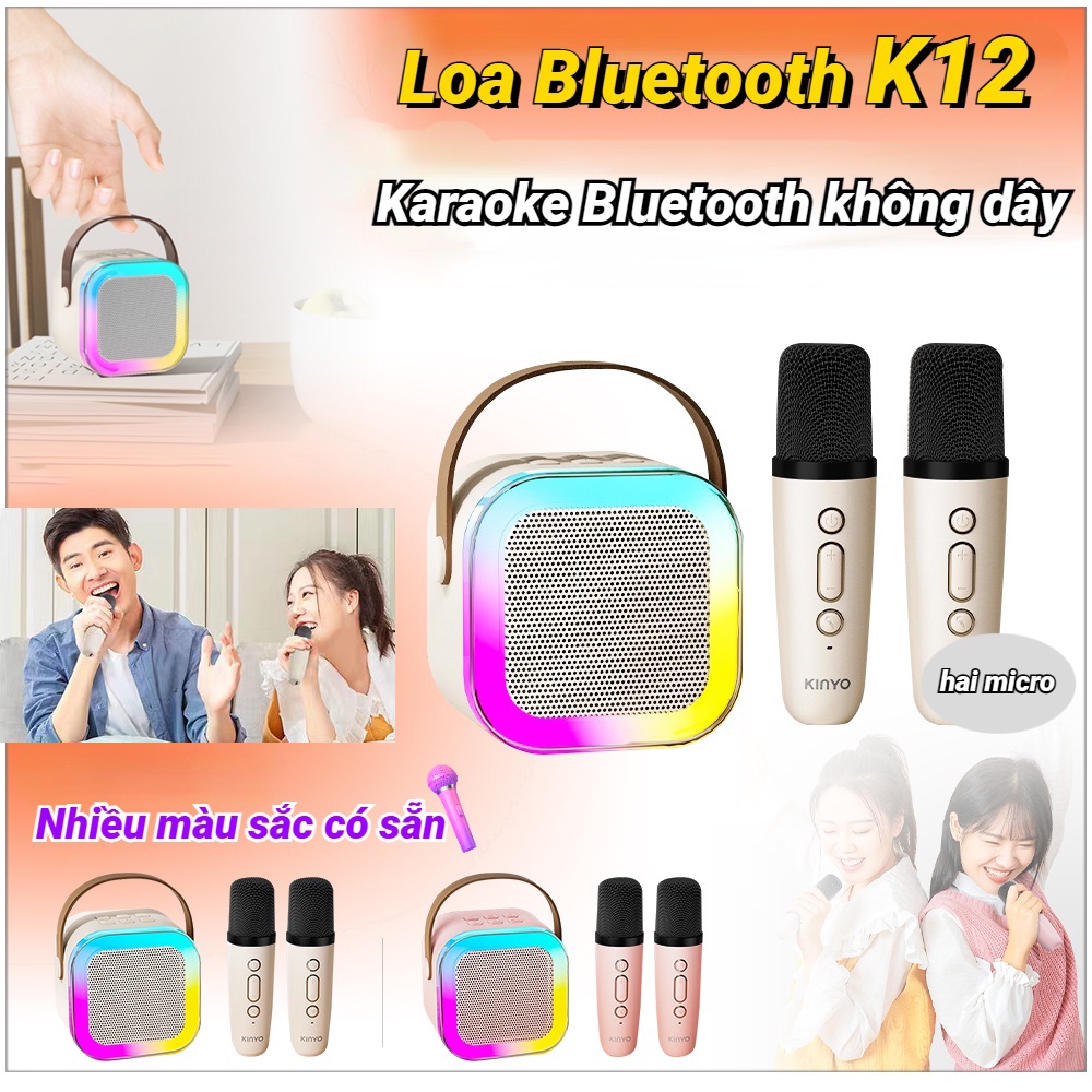 Loa karaoke bluetooth xách tay mini k12 tích hợp đèn led nhiều màu-loa nghe nhạc siêu to - bảo hành 1 đổi 1 từ mường thanh royal