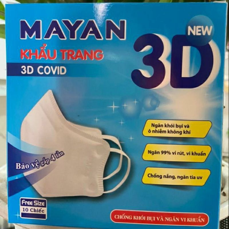 Giá bán COMBO 3 HỘP MÀU TRẮNG Khẩu trang người lớn cao cấp MAYAN PM2.5 3D MASK