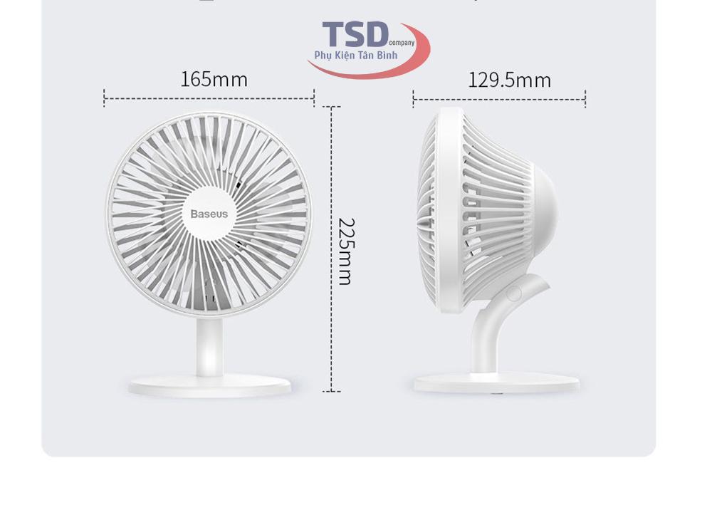 Quạt Mini Để Bàn Baseus Ocean Fan ( Pin sạc 2000mAh, 4 mức tốc độ )