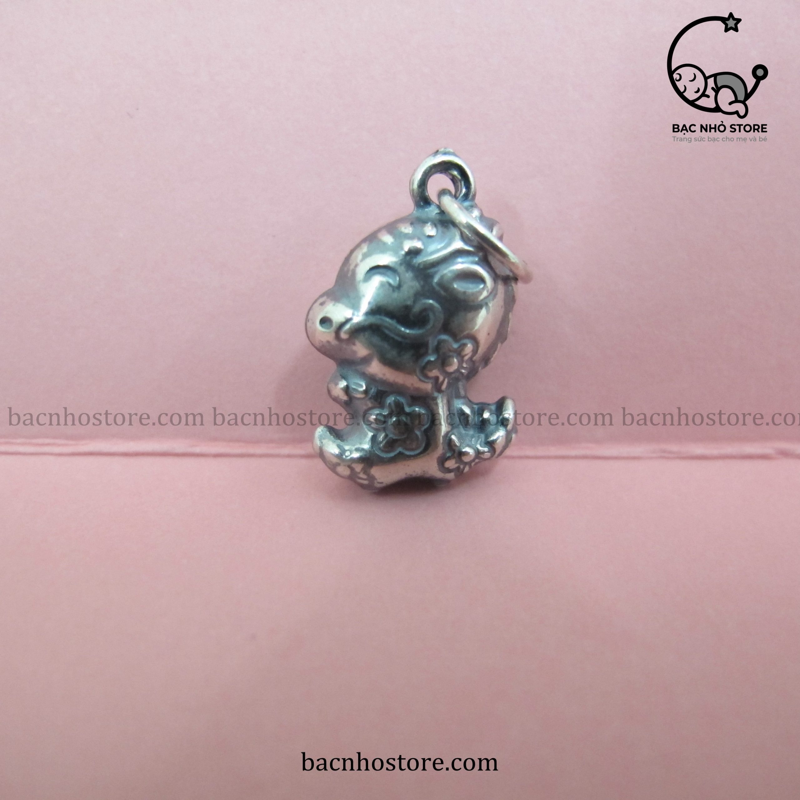 Charm lắc bạc 12 con giáp phồng (con giáp đen) – Tuổi Thìn C12ZĐ