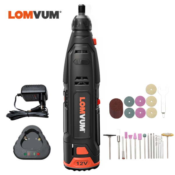 LOMVUM 12V Grinders  Mini Wireless Grinding Machine  6 Speed Rotary Tools Kit Drill Engraver Pen for Milling Polishing Woodworking