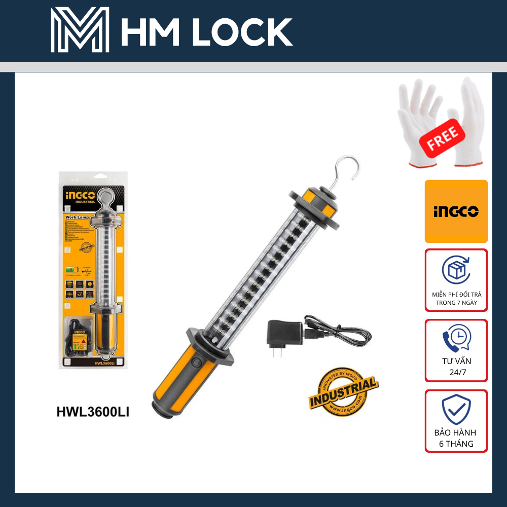 Đèn làm việc treo tường ingco - hàng chính hãng - hwl3600li - hm lock