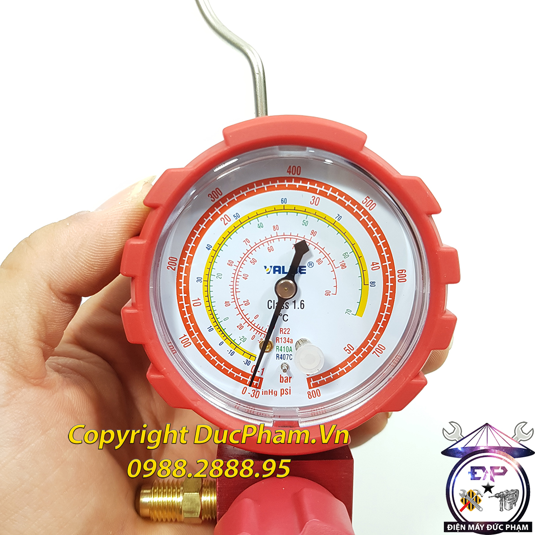 Đồng hồ nạp gas đơn Value đỏ cao áp ( Công Ty Vỏ Tiếng Anh )