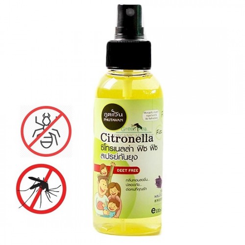 (Sả & Lavender) Xịt chống muỗi Citronella Phutawan Thái Lan 100ml - An toàn cho bé & phụ nữ có thai