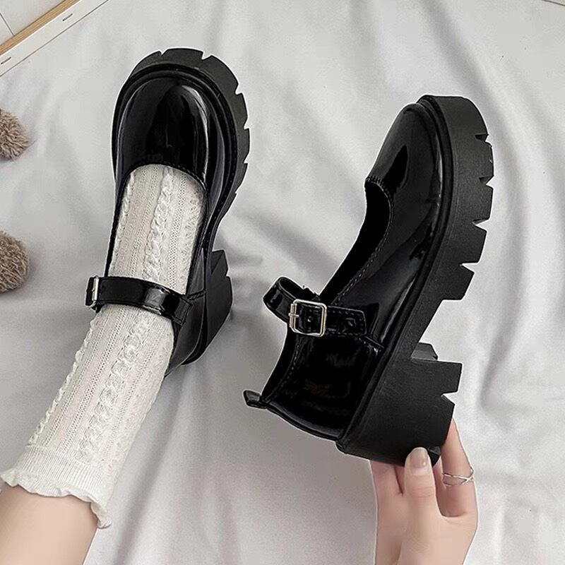giày nữ ullzang 5cm dây cài dáng hàn quốc