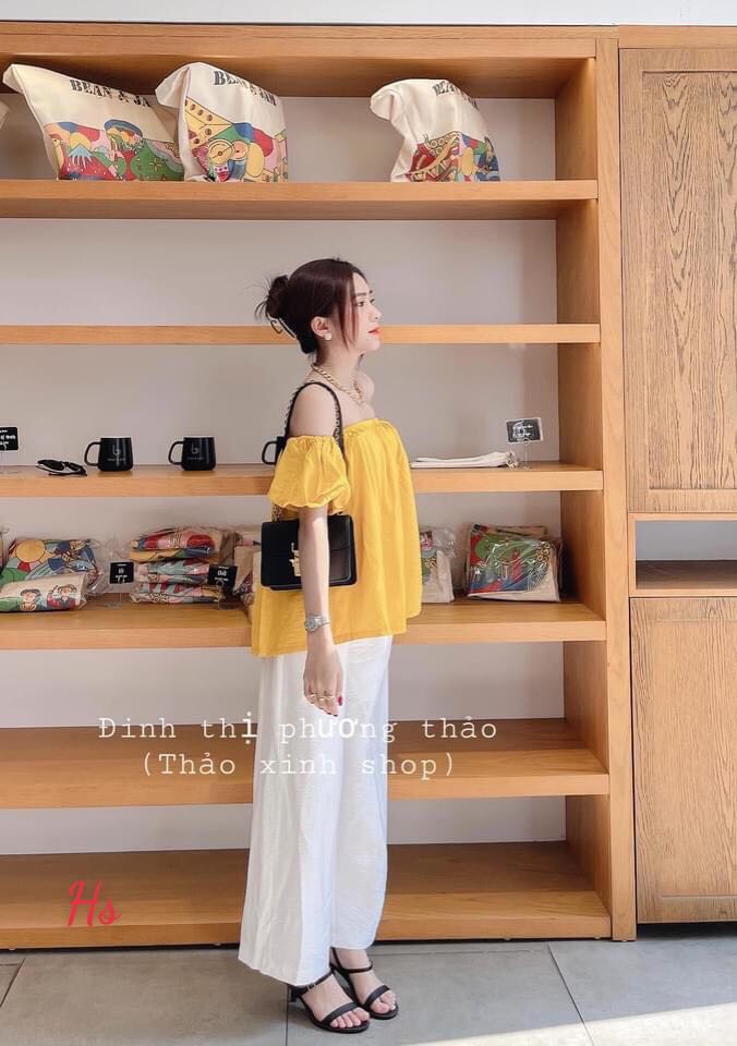 Set Bộ Đũi Trễ Vai Quần Dài [July Shop]