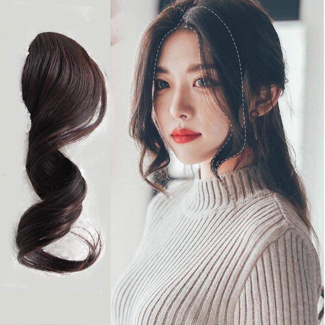 Tóc giả kẹp mái dài xoăn