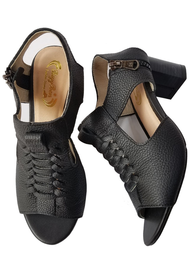 Giày sandal cao gót nữ da bò BIGGBEN gót 5 phân GCGB55