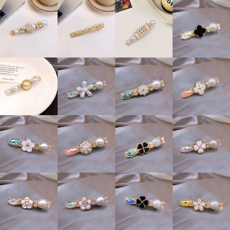 set 2 cái kẹp tóc đính đá siêu xinh đi tiệc lấp lánh