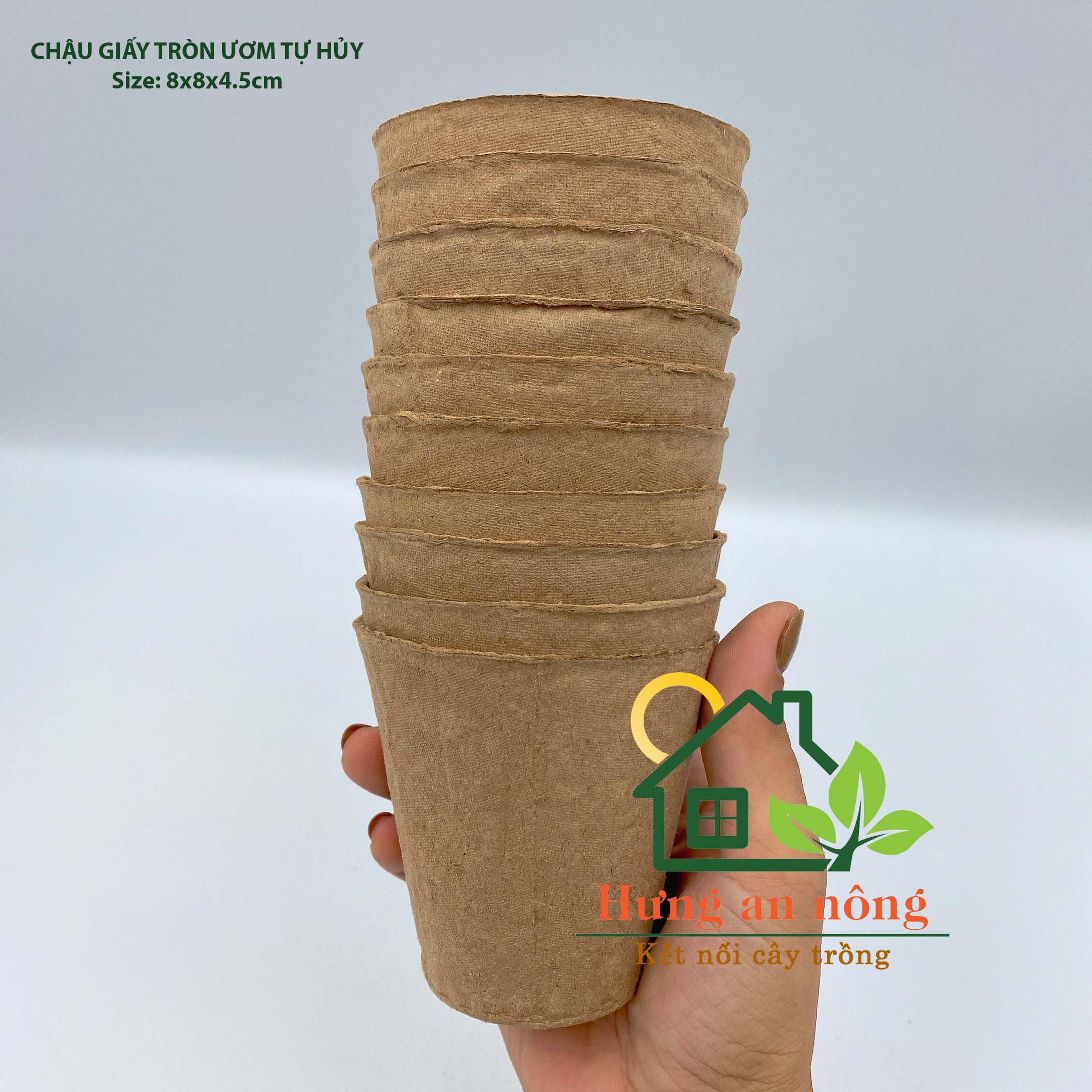 CG8UTH - 50 chậu giấy tròn tự hủy ươm cây giống tiết kiệm và bảo vệ môi trường. size 7.5x8cm