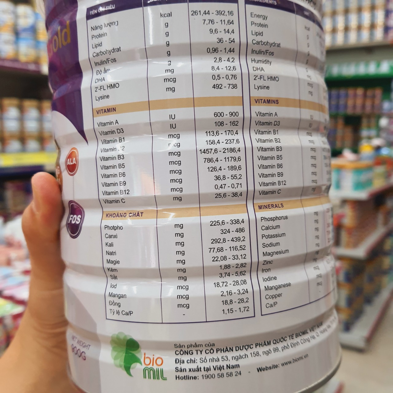 Sữa bột Biomi Gold Pedia Plus lon 900gr