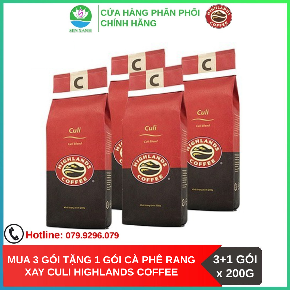 SenXanh CAFE Mua 3 gói tặng 1 gói Cà phê Rang xay Culi Highlands coffee