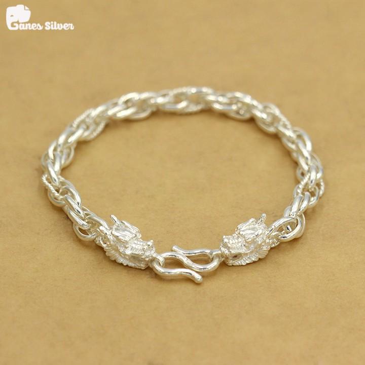 LẮC TAY NAM ĐẦU RỒNG MÀU BAC