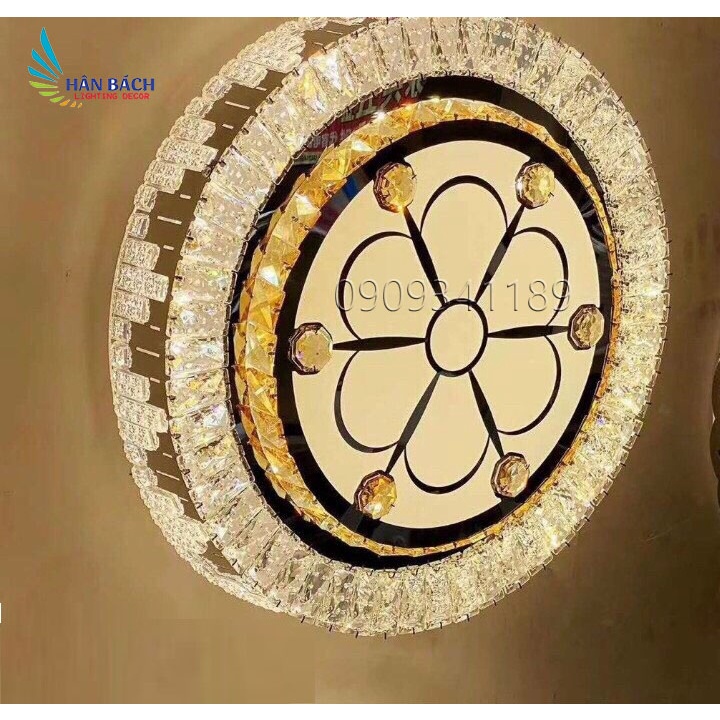 Đèn ốp trần led pha lê trang trí phòng khách, phòng ngủ D500