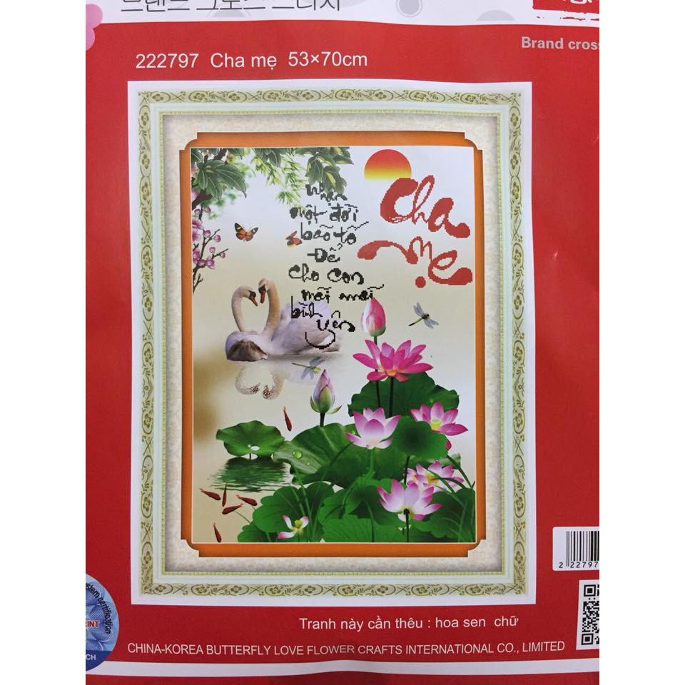 Tranh thêu chữ thập cha mẹ Ailuo AL53511- Chưa thêu có cườm- Ngocthinhshop