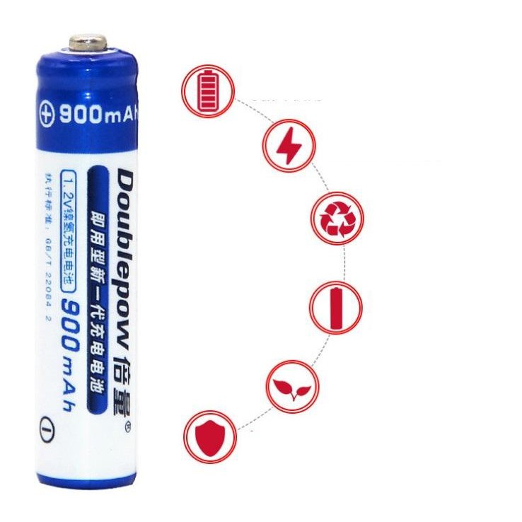 Bộ 4 viên pin đũa sạc AAA 900mAh Doublepow (Hàng chính hãng)