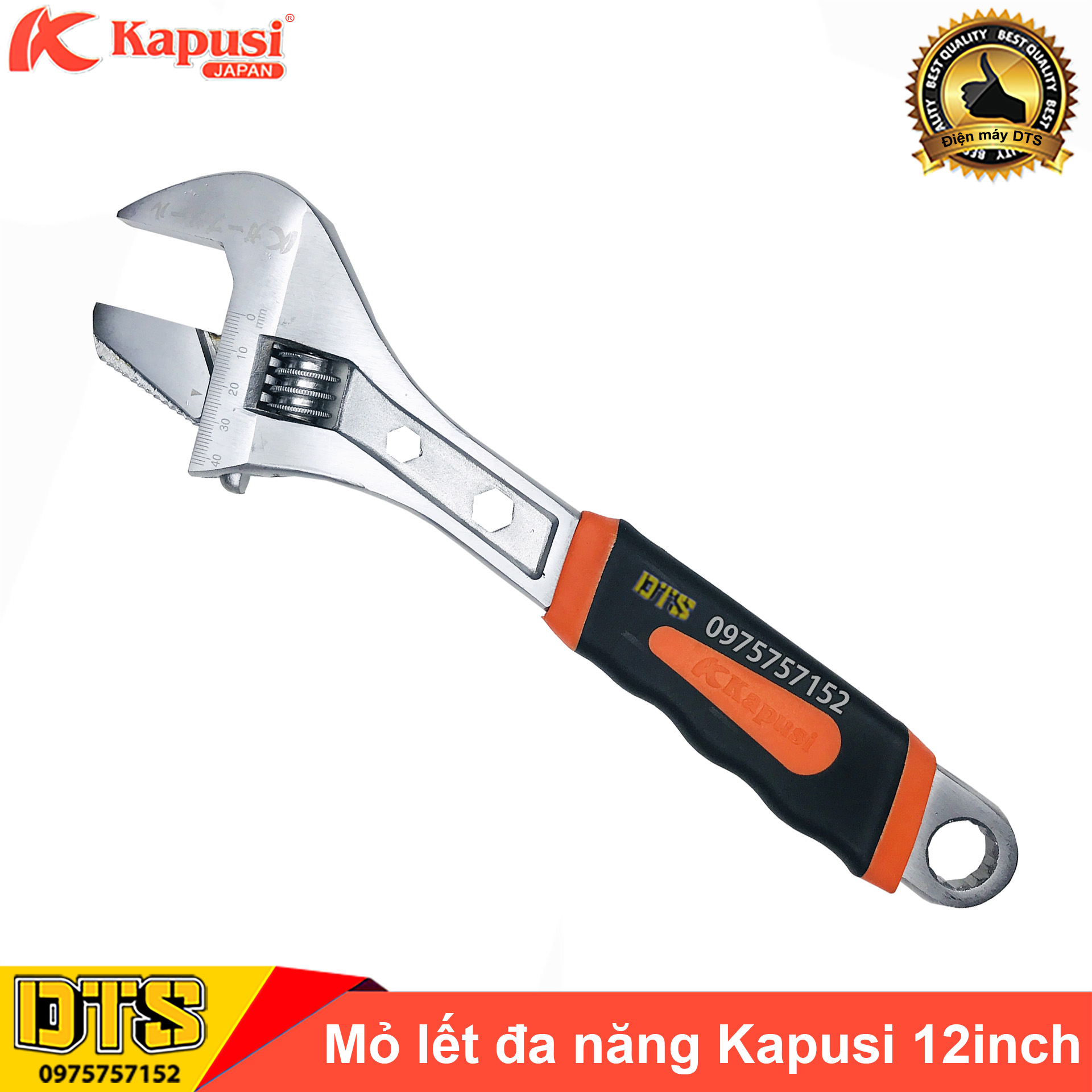 Mỏ lết đa năng đổi đầu 12 inch/ 310mm Kapusi JAPAN thép CR-V, vặn đai ốc, mở ống nước