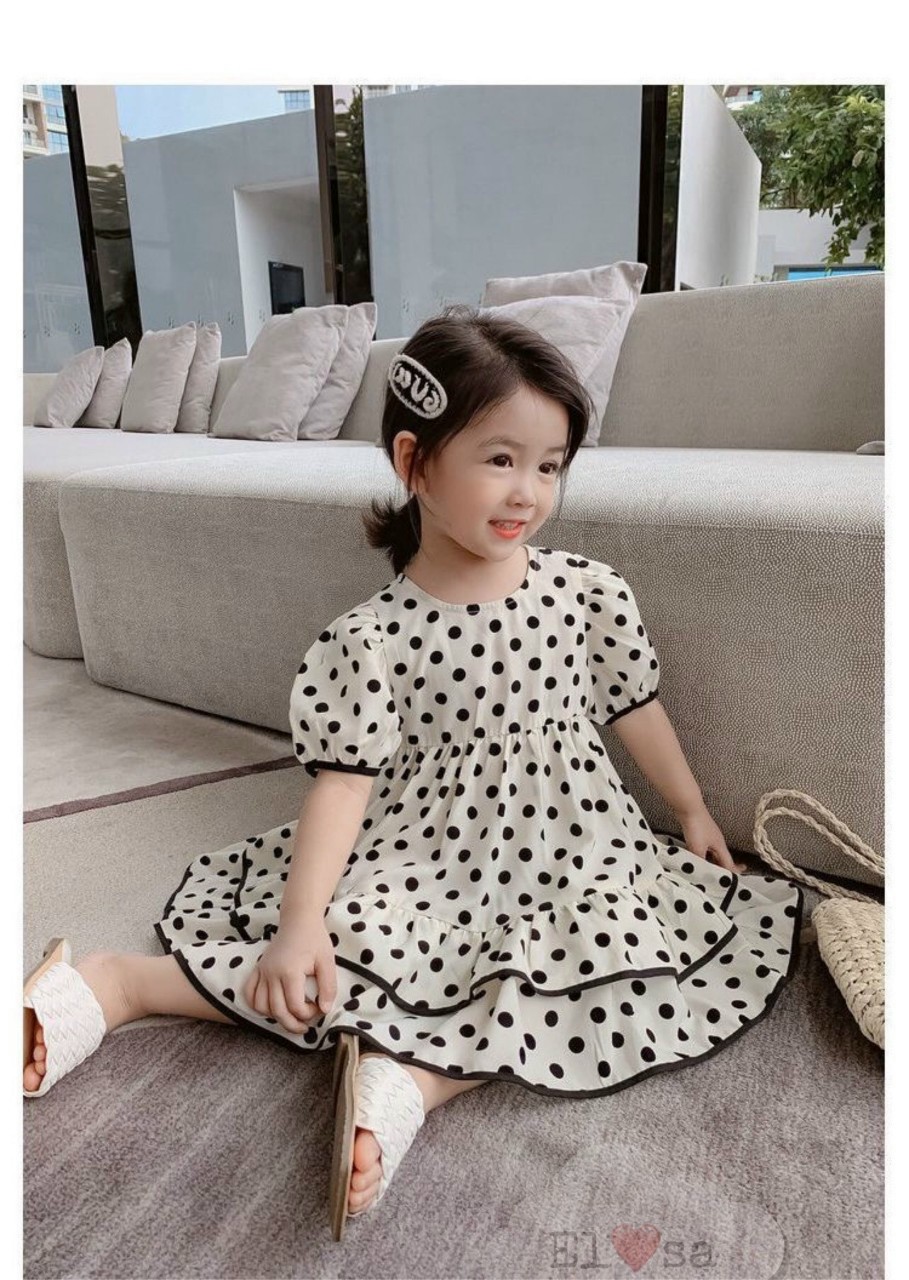 váy chấm bi cách điệu cho bé từ 8-20kg