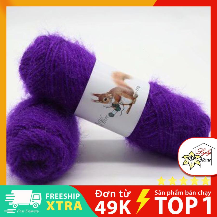 Len lông chồn - cuộn 70g, len dùng đan khăn, đan mũ, đan áo, len giữ ấm tốt