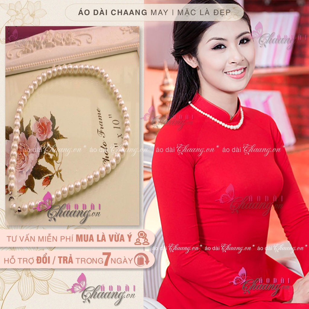 Dây chuyền ngọc trai nhân tạo_Chaang_Vòng ngọc trai diện đẹp cùng áo dài truyền thống