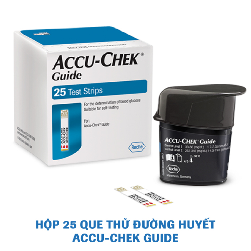 Que thử đường huyết Accu-Chek Guide. Hộp 25 que