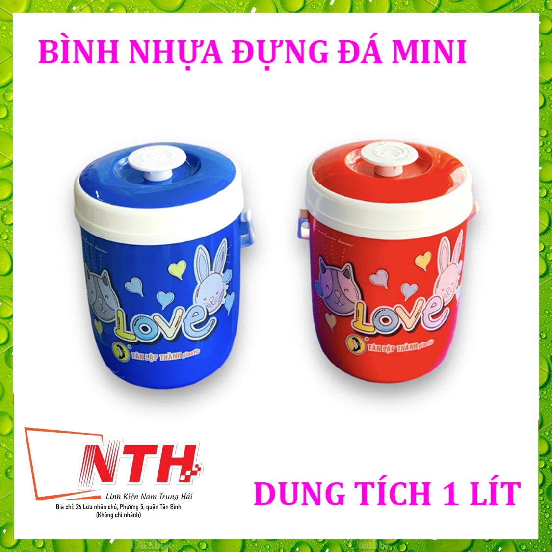 Bình đựng đá mini bằng nhựa 1 lít