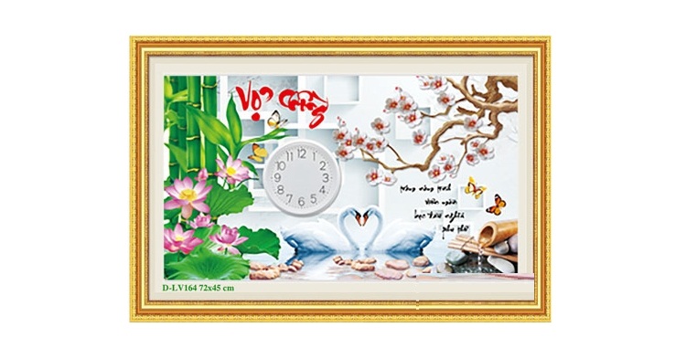 Tranh đính đá cao cấp vợ chồng lv164 kích thước 72cm x 45cm siêu thị tranh thêu