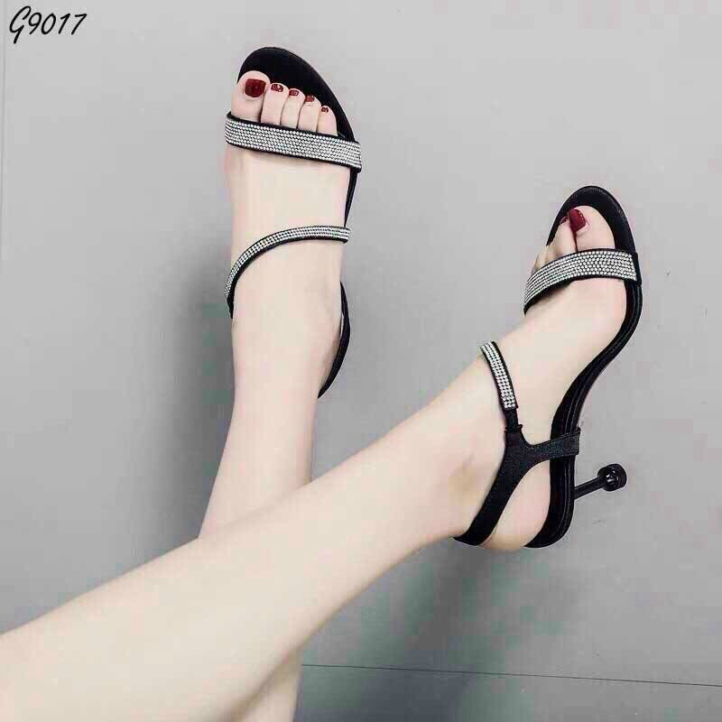 Giày cao gót sandal chất da đính đá siêu đẹp thời trang cao cấp phong cách hiện đại qcs
