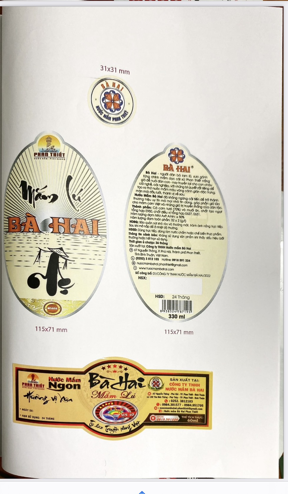 Xách Mắm Lú BÀ HAI PHAN THIẾT 2 chai Thủy tinh X 500ml