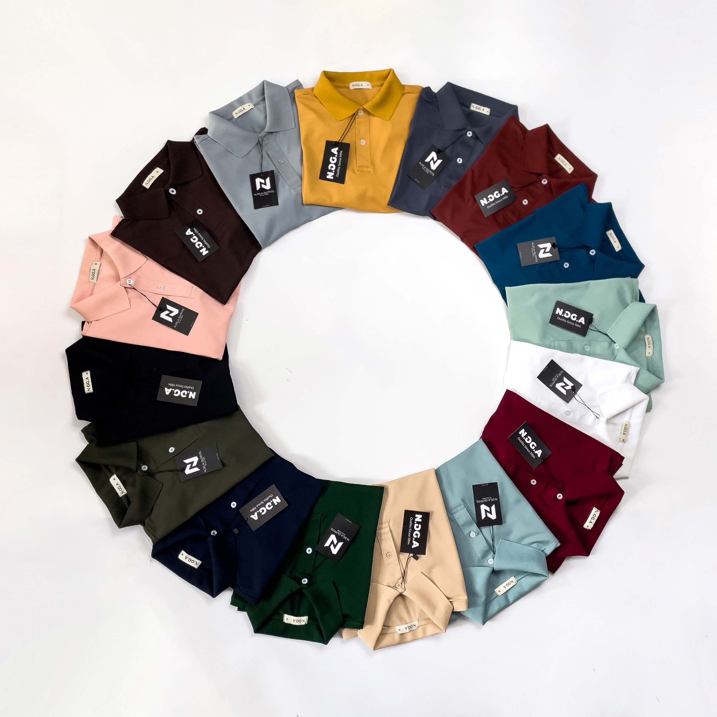 Áo Polo trơn nam - N.GG.A- chất cotton cá sấu - có 17 màu - Size từ 45 -85kg - Thời trang polo nam top men