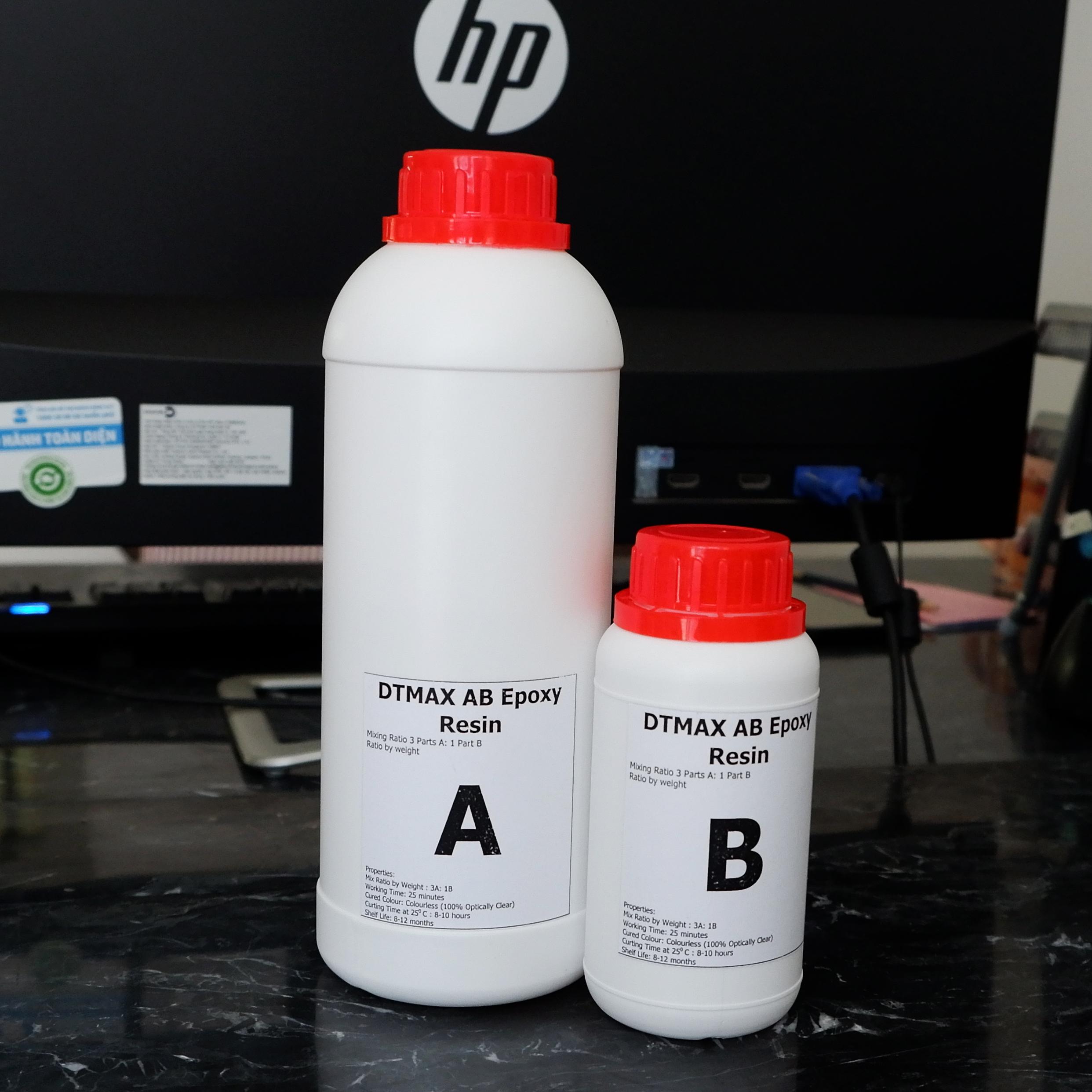 Keo đổ nhựa Epoxy Resin chuyên dùng đổ bàn dày 4-5cm một lần (đổ khối) DTMAX 1kg