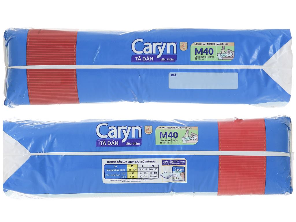 Tã dán Caryn siêu thấm (vòng hông 61-106cm) size M 40 miếng