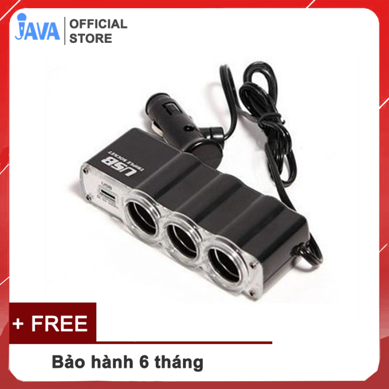 Bộ Chia 3 Tẩu Sạc Ô Tô - Cao Cấp - Tích Hợp USB