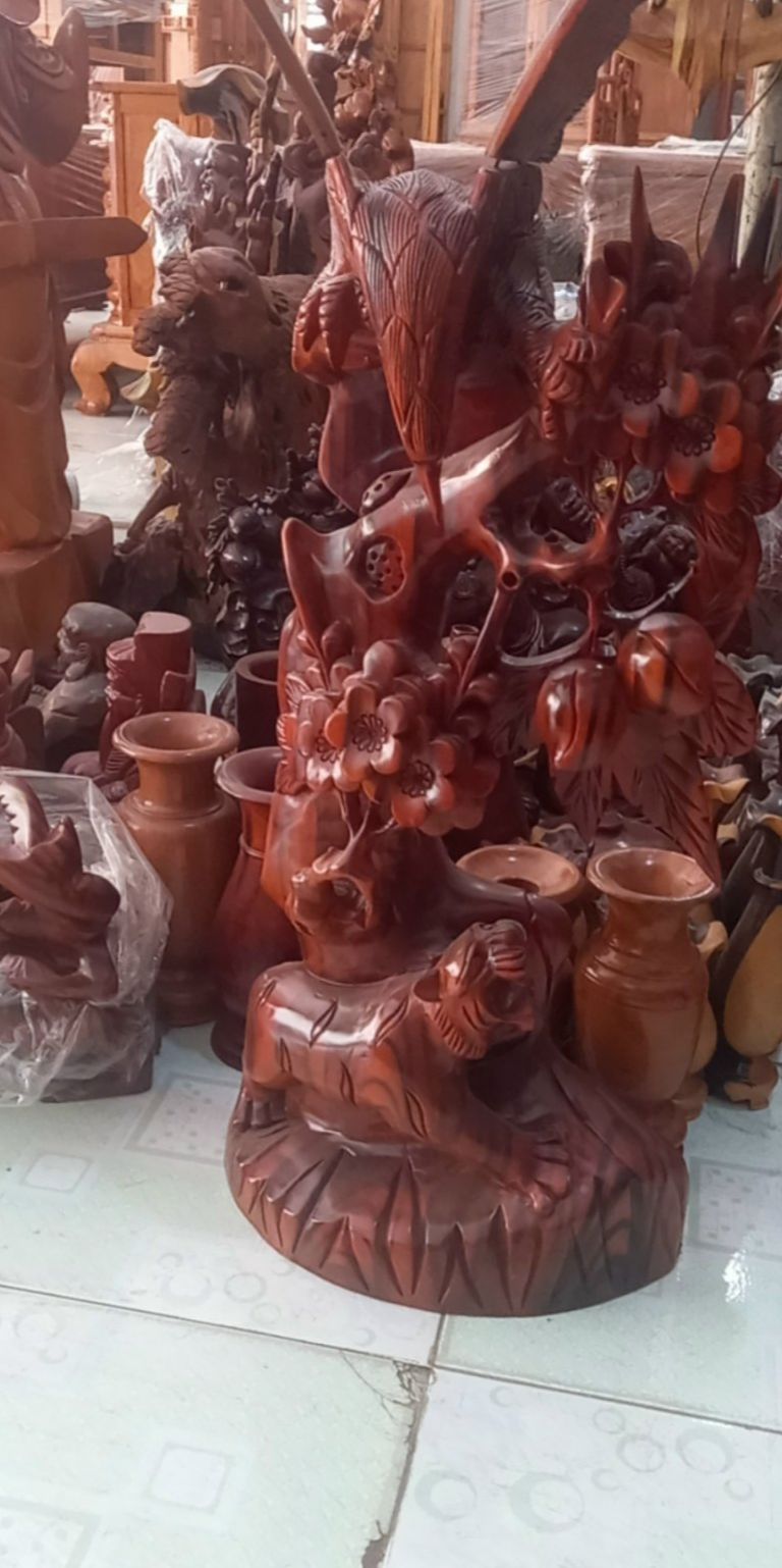 Tượng Gỗ Đại Bàng Tung Cánh - đại bàng tương ngộ Cao 60cm