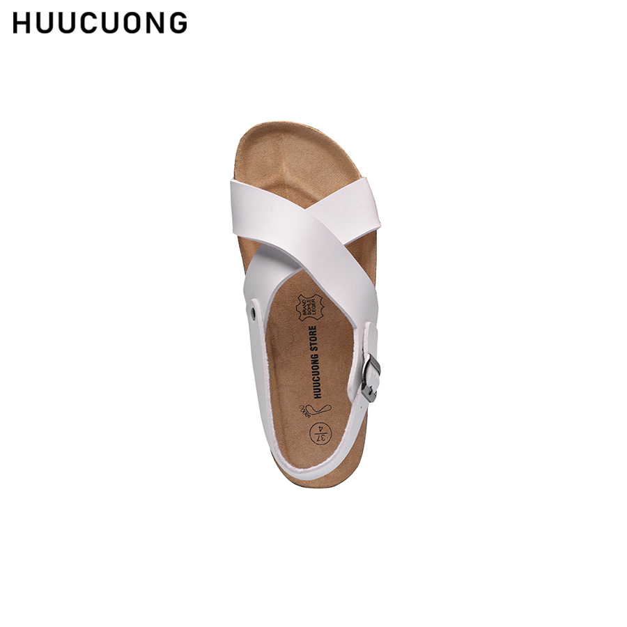 Giày Sandal đế trấu nữ quai chéo trắng