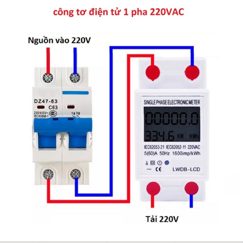 Công tơ điện tử có reset 1 pha 220v-80a lw - đồng hồ đo công suất tiêu thụ kwh