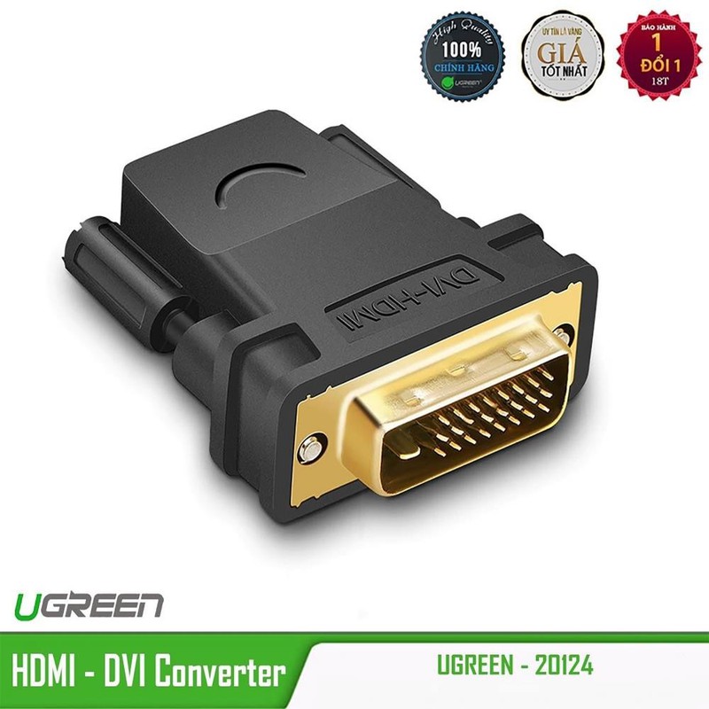 Đầu chuyển đổi cổng hdmi cái sang dvi-d đực ugreen 20124