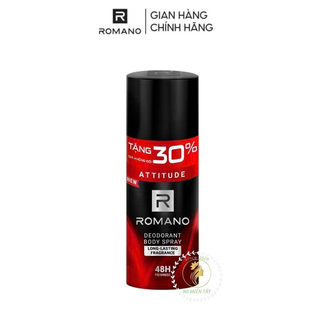 (Tặng 30%) Xịt Khử Mùi Nam Romano 195ml – Classic, Force, Attitude, Gentleman